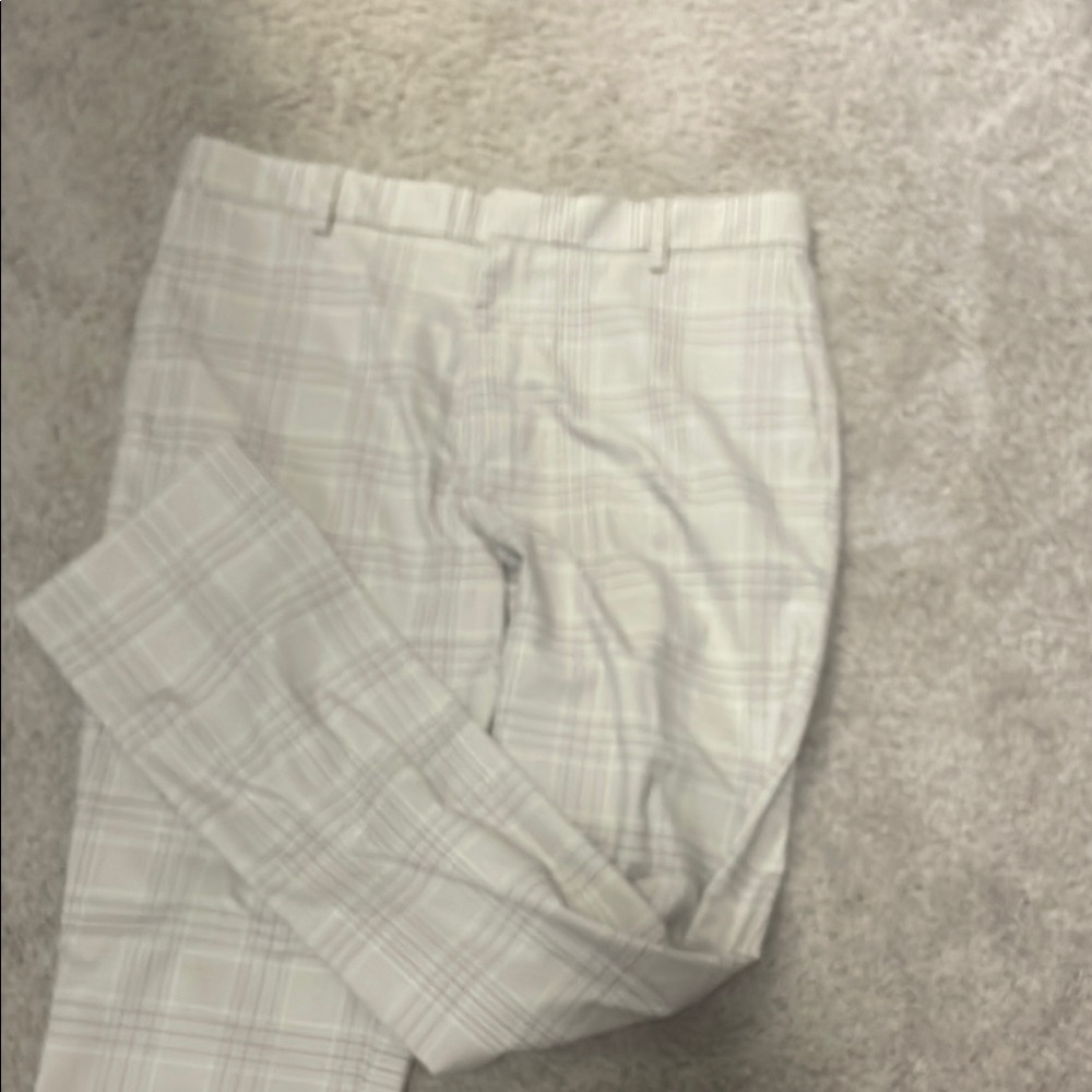 Plaid Dress Pants in Cream and Gray